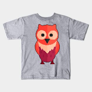 Mystical Nocturne: Pixel Art Owl Design for Fashionable Attire Kids T-Shirt